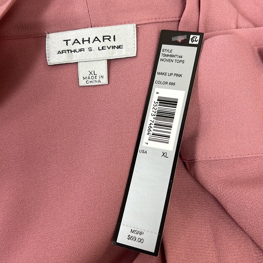 Tahari Long Sleeve Button Down Blouse in Makeup Pink - Picture 9 of 9